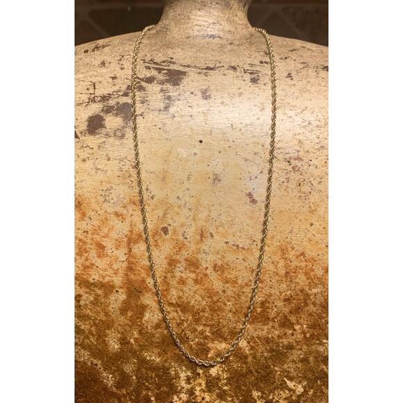 14k Yellow Gold Rope Chain 21 Inhces Long - Picture 1 of 7